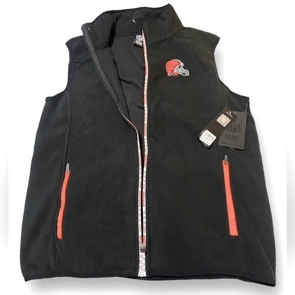 NFL CLEVELAND BROWNS NFL Fleece Vest Men’s Size Medium Black & Orange Go… - Picture 11 of 11